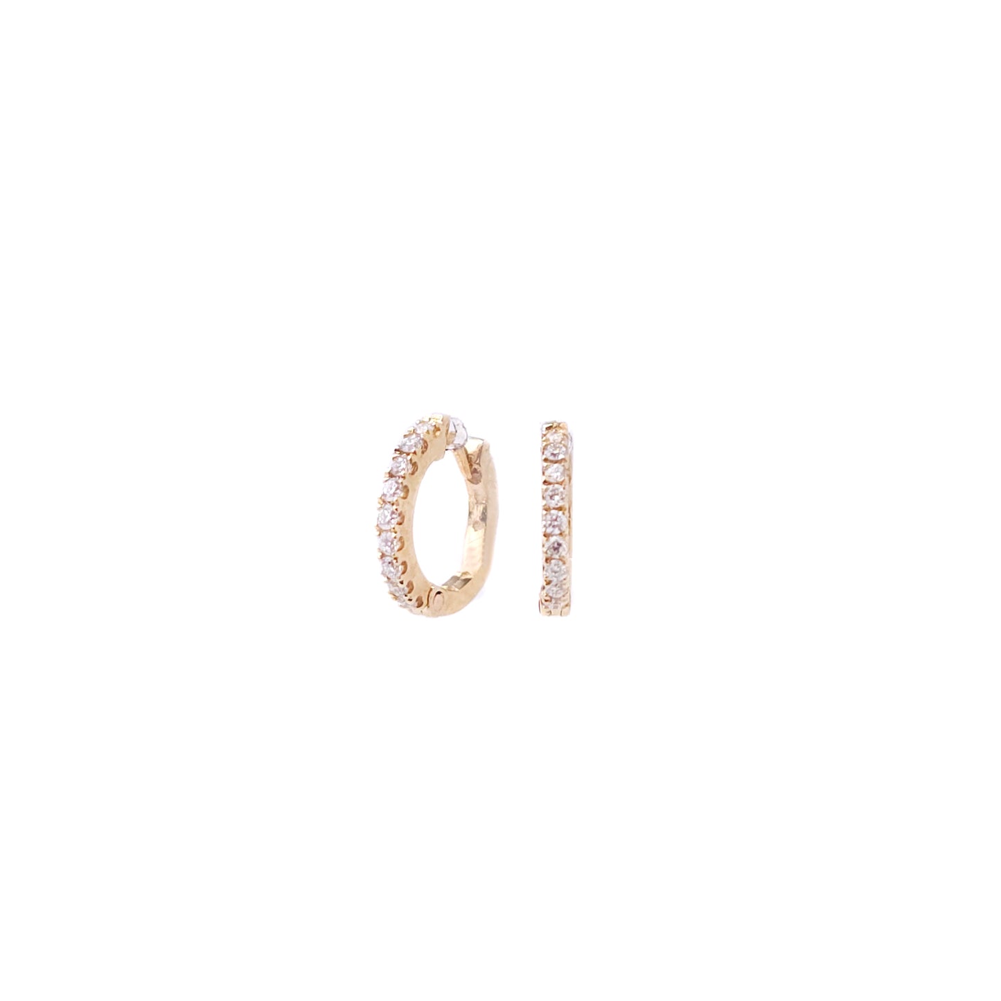 Tiny diamond & gold hoops