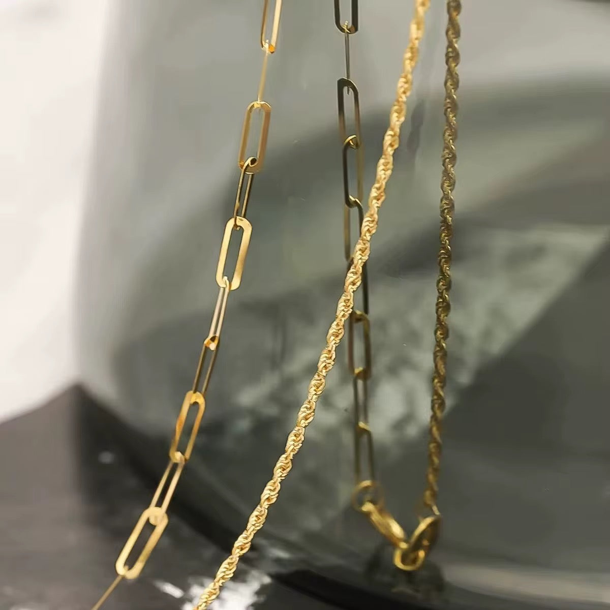 18K Gold Dual-Style Chain – Half Paperclip, Half Woven