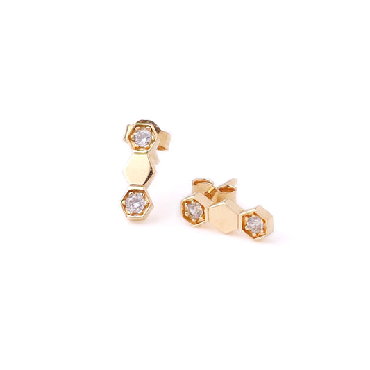 Honeycomb 18k Gold Earrings