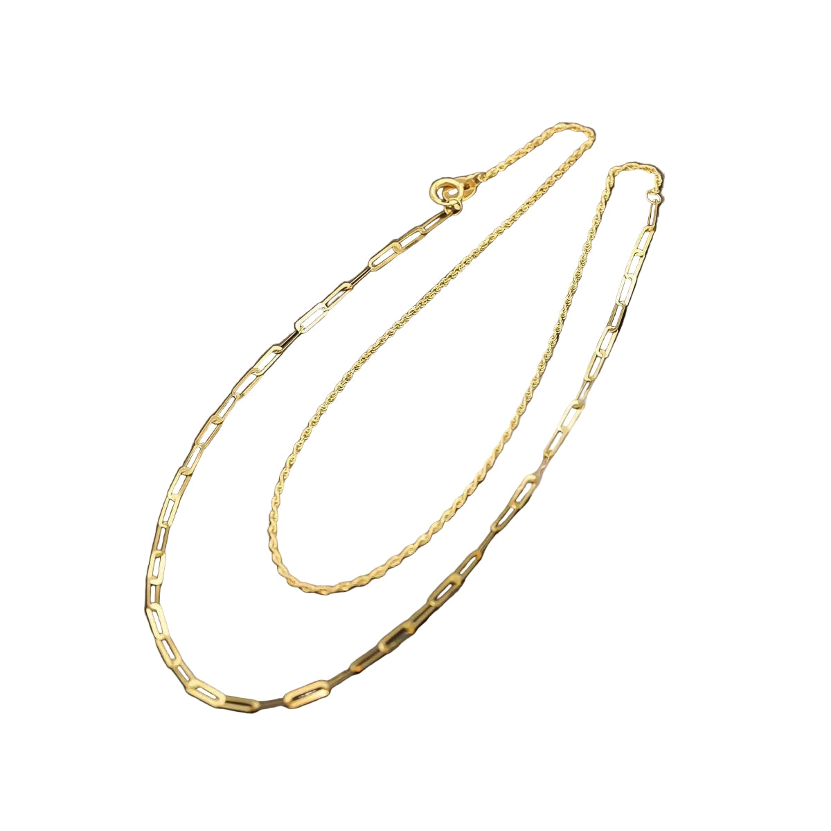 18K Gold Dual-Style Chain – Half Paperclip, Half Woven
