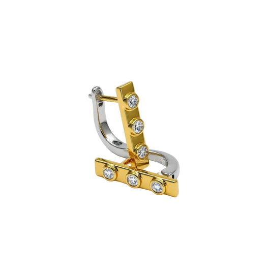 9K Yellow & White Gold with Diamond Bar Earrings