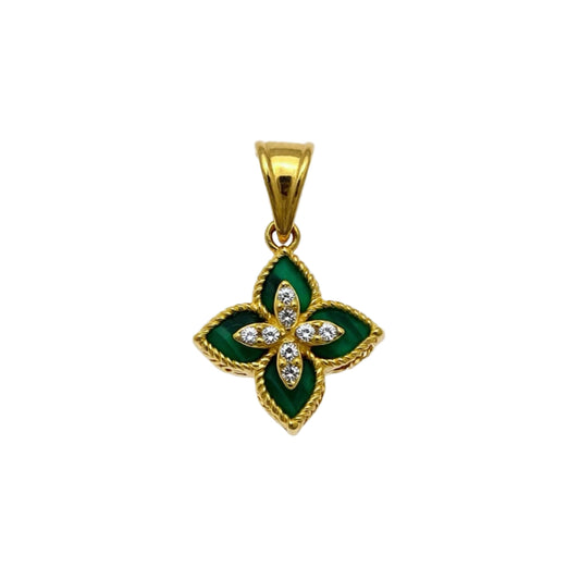 18K Gold Malachite Floral Pendant – Roberto Coin Inspired Luxury