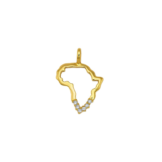 9K Gold Africa Pendant with Diamond simulant
