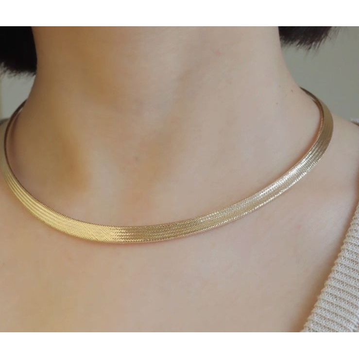 18K Solid Gold Diamond-Cut Sparkle Chain Necklace | 3D Flexible Italian Style Gold Necklace