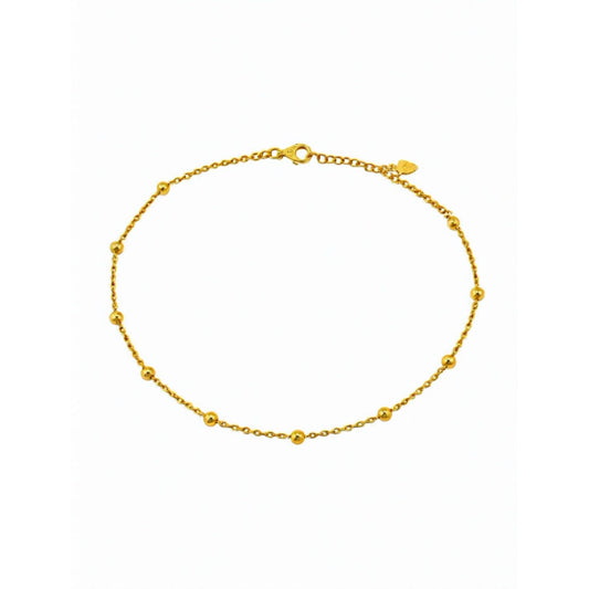18K Solid Gold Beaded Necklace | Delicate Gold Ball Chain | Minimalist Everyday Necklace