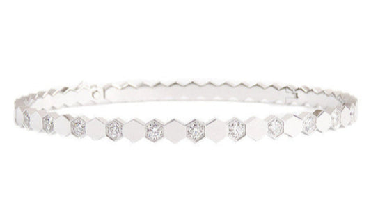 BEE- diamond and Silver Bangle